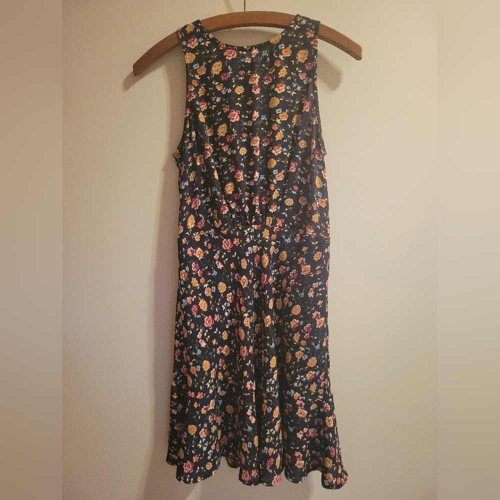 J.Crew Mercantile Womens Floral Dress 4 Keyhole Zip Knee Length